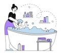 Mother washes child vector linear