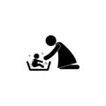 Mother washing her child's with love illustration icon. Simple black family icon. Can be used as web element, family design icon