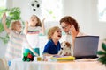 Mother working from home with kids. Quarantine Royalty Free Stock Photo