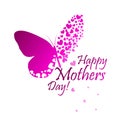 Mother's Day. Lettering and red butterflies. Typographical Background. Mothers day postcard. Royalty Free Stock Photo