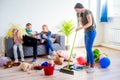 Mother yelling on her romping kids Royalty Free Stock Photo