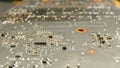 Motherboard close up photo with transistors Royalty Free Stock Photo