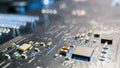 Motherboard close up photo with transistors Royalty Free Stock Photo