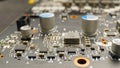 Motherboard close up photo with transistors Royalty Free Stock Photo