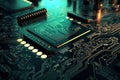 Motherboard of a computer or other electronic equipment. Close-up. Powerful multi-core processor Royalty Free Stock Photo