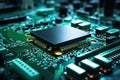 Motherboard of a computer or other electronic equipment. Close-up. Powerful multi-core processor Royalty Free Stock Photo