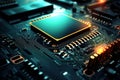 Motherboard of a computer or other electronic equipment. Close-up. Powerful multi-core processor Royalty Free Stock Photo