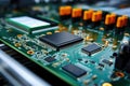 Motherboard of a computer or other electronic equipment. Close-up. Powerful multi-core processor Royalty Free Stock Photo