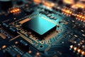 Motherboard of a computer or other electronic equipment. Close-up. Powerful multi-core processor Royalty Free Stock Photo