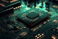 Motherboard of a computer or other electronic equipment. Close-up. Powerful multi-core processor Royalty Free Stock Photo