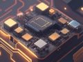 Motherboard digital chip. Technology science background. Integrated communication processor. Generative Ai