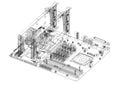 Motherboard and Graphic Cards Architect Blueprint - isolated