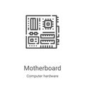 motherboard icon vector from computer hardware collection. Thin line motherboard outline icon vector illustration. Linear symbol Royalty Free Stock Photo