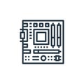 motherboard icon vector from computer hardware concept. Thin line illustration of motherboard editable stroke. motherboard linear Royalty Free Stock Photo