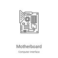 motherboard icon vector from computer interface collection. Thin line motherboard outline icon vector illustration. Linear symbol