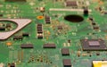 Mainboard with microcontrollers and chips, close up Royalty Free Stock Photo