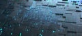 Motherboard, neural network and cyber technology. Big data analytics. Coding and programming high tech