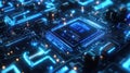 Motherboard processing data with futuristic glowing circuitry Royalty Free Stock Photo