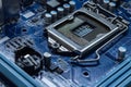 Motherboard with a processor socket and electronic components Royalty Free Stock Photo