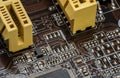 Microcircuit on the board with tracks and contacts Royalty Free Stock Photo