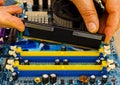 Motherboard with video card Royalty Free Stock Photo