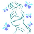 Motherhood and childhood blue abstract logo.