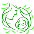 Motherhood and childhood green abstract logo.