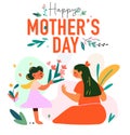 Motherhood concept. Mother and Daughter vector illustration