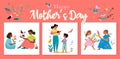 Motherhood concept. Mother and Daughter vector illustration set