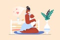 Motherhood concept with people scene in flat design. Vector illustration Royalty Free Stock Photo