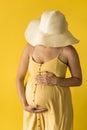 Motherhood, femininity, fashion,, hot summer - croped Close-up unrecognizable pregnant woman lady in beautiful vintage