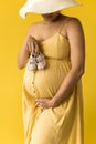 Motherhood, femininity, fashion,, hot summer - croped Close-up unrecognizable pregnant woman lady in beautiful vintage