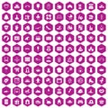 100 motherhood icons hexagon violet