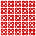 100 motherhood icons set red