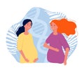 Motherhood. Pregnant girls, joyful future parents. Same-sex family expecting baby. In vitro fertilization, happy single