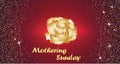 Mothering Sunday celebration concept with Golden Rose and Lettering Typography on a Red Background. Vector illustration