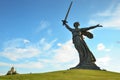 Motherland, a huge and famous statue in the Russian city of Volgograd. It rises on Mamaev Kurgan