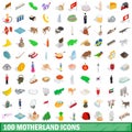 100 motherland icons set, isometric 3d style Royalty Free Stock Photo