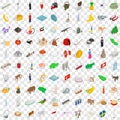 100 motherland icons set, isometric 3d style Royalty Free Stock Photo