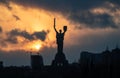 The Motherland Monument sunset swarm of birds Kiev