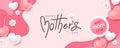 Mothers day banner background layout Heart Shaped Balloons and flower with copy space