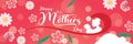mothers' day banner with happy mothers day text beautiful flowers on pink background illustration