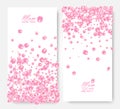 Mothers Day banners set of vertical concept design cards with scattered Rose petals and greeting inscription. Isolated. Vector Royalty Free Stock Photo