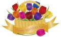 Mothers Day Basket with Colorful Tulips