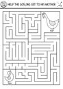Mothers day black and white maze for children. Holiday preschool printable activity. Funny family love line game or coloring page