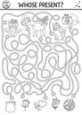 Mothers day black and white maze for children. Holiday preschool printable activity. Funny family love line game or puzzle with