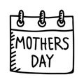 Mothers Day Calender Hand Drawn Icon. Vector Design Illustration Sign Royalty Free Stock Photo