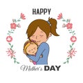 Mothers day card. Girl and mother