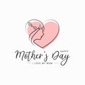 Mothers day card. Heart women concept on white