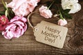 Mothers day card with rustic roses Royalty Free Stock Photo